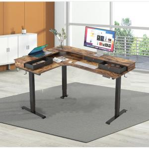China Commercial Wood Panel Electric Standing Desk with L Shape Design and Adjustable Height supplier