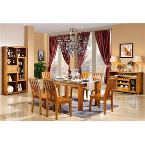 China modern rectangle solid wood marble top dining table set supplier