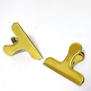 China Custom Brass Bulldog Clip for Office Bill Ticket Gold Duckbill Metal Paper Binder Clip supplier