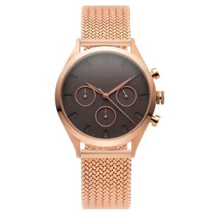 Double Dial Rose Gold Ladies Watch With Black Face , Waterproof Watches For Women