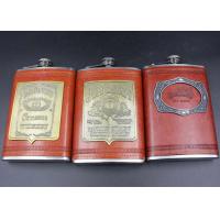 China Antique 9 Oz Hip Flask Business Gift Set Leather Patch Pu Ss Wine Bottle Set on sale