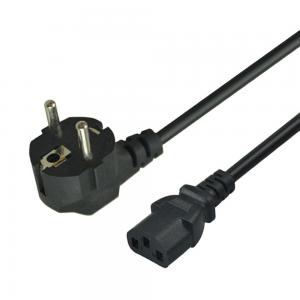 China Durable 2pin Plug Black EU Power Cord 1m 1.5m For Laptop Computer Monitor supplier