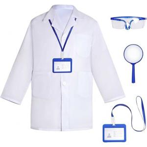 Doctor Scientist Costume Kids Lab Coat And Goggles Children Dress Up Kit With ID Card Magnifying Glass For Halloween
