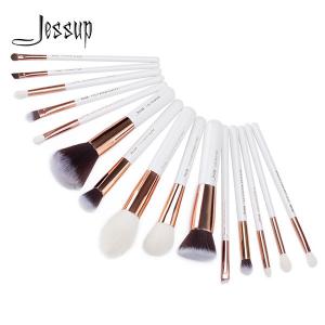 China Jessup 15pcs White/Rose gold Makeup Brush Set Natural Soft Bristles Factory Wholesale Makeup Brush T220 supplier