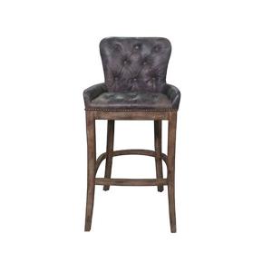 Martine Tufted Back Leather Counter Stool Chair With Wooden Legs
