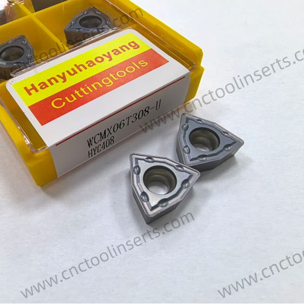CNC Drilling and Milling Insert WC-Co PVD Coating HYC408, Model WCMX06T308-U - Suitable for machining steels, stainless steel and other difficult-to-machine materials