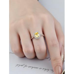 Laboratório alto Diamond Wedding Ring Engagement Ring de Diamond Rings Yellow Oval Cut da fantasia da claridade