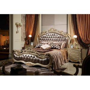 China Luxury furniture online stores for Big house and Villa of King bed by Craft wood with Italy Leather headboard supplier