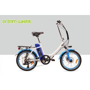 Blue Mens Women'S Electric Folding Bike , Citizen Folding Electric Bike 20" Wheels