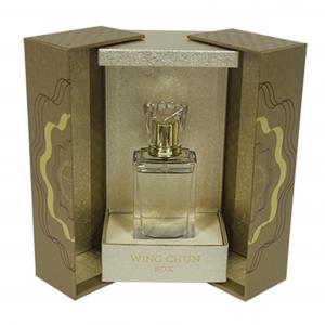 Double Open Perfume Box Custom Pearl / Gold Paper Glitter UV Coating