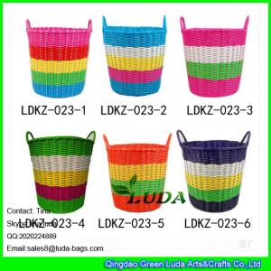 China LDKZ-033 Various candy color storage basket pp tute woven home straw laundry basket supplier