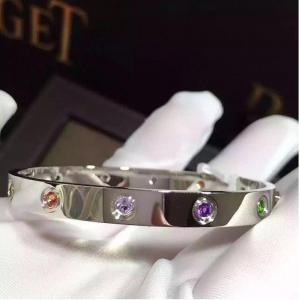 18K Gold  Love Bracelet White Gold Aquamarines Sapphires Spinels Amethysts