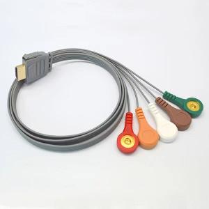 China 5 Lead TPU ECG Holter Cable Compatible Gray For Zoncare Ie90 supplier