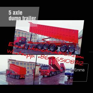 China 45m3 bulk heavy duty tipper trailer , 5 axle dumper trailer with 13R22.5 Tyre, Sinomicc brand semi dump trailer supplier