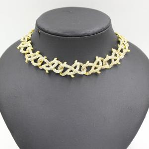 China Brand New Gold Plated Men Women Cuban Necklaces Rhinestone Iced Out Curb Cuban Chain Necklace Jewelry For Hip Hop Lover supplier