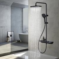 China Shower Set Black Wall Mounted Stainless Steel Rain Shower Set Mixer Faucet on sale