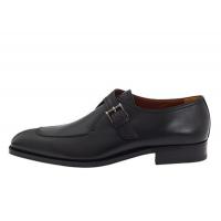 China Black Genuine Leather Handmade Monk Strap Shoes , Mens Monk Strap Brogue Dress Shoes on sale
