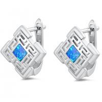 China Wholesale Jewelry  Customization 925 Sterling Silver Blue Opal Greek Key Design Stud Earring on sale
