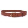 Zinc Alloy Buckle Men's Casual Double Prong Leather Belt 2 Holes 1.5 Inches Wide