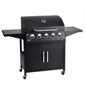 Gas Grills with Side Burner and Cabinet 33kg Professional 5 Burner Steel Propane BBQ