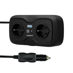 Car Power Inverter 200W, 12V to 220V/240V AC Converter, Dual AC Outlets and Dual USB Ports for Car Charging