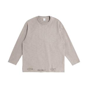 China ODM Plain Dyed Long Sleeve Plain Crew Neck Sweatshirt Dropped Shoulder supplier