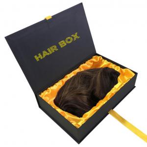 China Customized Book Shape Black Magnetic Flip Cardboard Box For Hair Packaging supplier