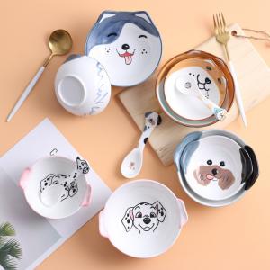 Cute Dog Design Ceramic Oven Bowl With 9 Inch 10 Inch 12 Inch Size