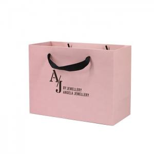 Glossy Lamination Shoes Clothing Paper Bags 250gam Coated Pink Kraft Bags