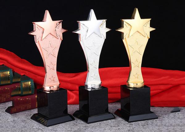 Gold Silver Bronze Personalized Trophy Cup 330mm Height With 3D Engraved Star