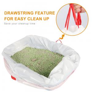China 0.013-0.015mm Kitty Litter Box Liners , Large Drawstring Cat Litter Box Bags supplier