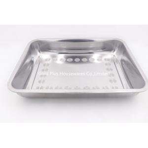 China 40*30cm Serving buffet baking pan big plate square baking tray set stainless steel roasting tray supplier