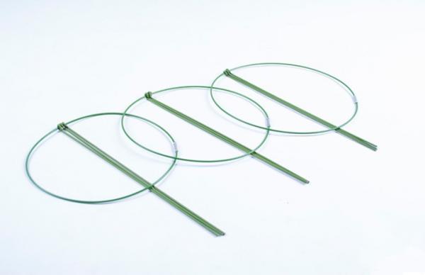 3 Rings Green Garden Plant Supports , Circular Plant Supports Plastic Coated