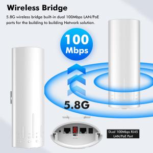 3KM PTMP / PTP Wireless Bridge 24V PoE 2 LAN 14dBi 5ghz Outdoor Wifi CPE