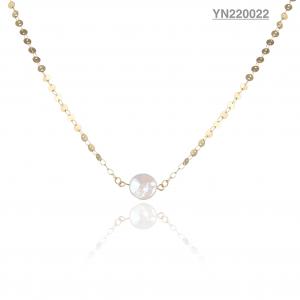 China Stainless Steel Shell Pendant Jewelry White Round Pearl Pendant Necklace supplier