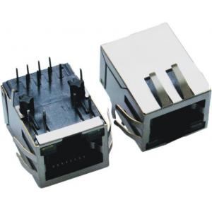 China Single Port RJ45 Modular Jack Connector Tab Down 10 / 100M Integrated With Filter supplier