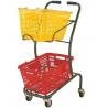 China Wire Mesh Shopping Basket Trolley Japanese Style / Double Basket Shopping Trolley With 4 Swivel Wheels wholesale