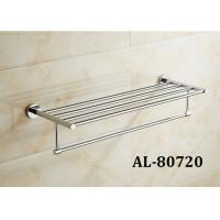 China Brass Sanitary Pretty Bathroom Accessories , Elegant Bathroom Sets Glass Shelf Towel Rack on sale