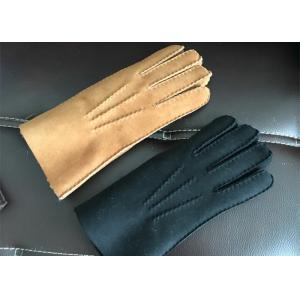 China 100% Wool Lining Warmest Sheepskin Gloves Pure Handmade With Brown And Black supplier