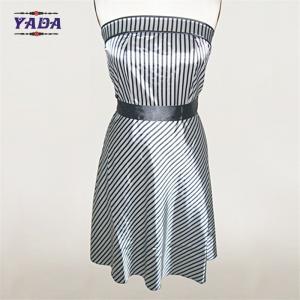 Sexy silk satin styles black and striped strapless summer beach europe slim white dress with high quality