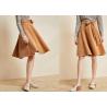 China Camel Belted Knee Length Ladies Dress Skirt Suede Belted Bow Tie Whole Flare wholesale