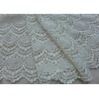 China Vintage French Crocheted Cotton Lace Fabric Scalloped Edge Hollow Out Ivory Dots on sale