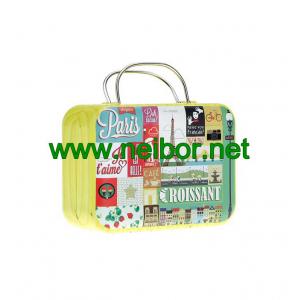 gift tin suitcase tin box with handle for wedding to pack chocolate or candy