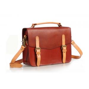 China Brown Vintage Handbags for Lady Leather Briefcase Leather Satchel Bag supplier