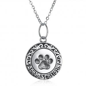 16in 0.9g Paw Print Necklace Lovely 3A CZ 925 Silver Necklace