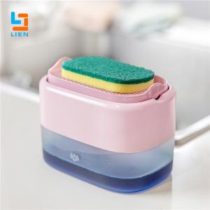 Dispensador material del jabón líquido del dispensador del jabón de la cocina de la bomba del ABS con el tenedor de la esponja