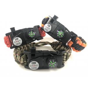 Thin Wrist Flint Starters , Adjustable SOS LED Camping Survival Bracelet