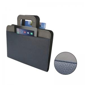 China Elegant Zippered PU Leather Leather Business Portfolio Binder Navy Blue & And Grey supplier