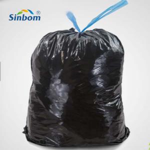 China Big Black Plastic Drawstring Garbage Bags On Roll For Refuse Sacks supplier