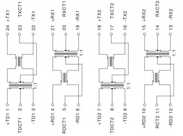 Transformador H1174NLT dos portos duplos de LP1174NL 100Base-TX, H1174NL